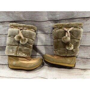 Timberland Junior Big Kid Winterberry Tall Fur Medium Boot Wheat Size 2